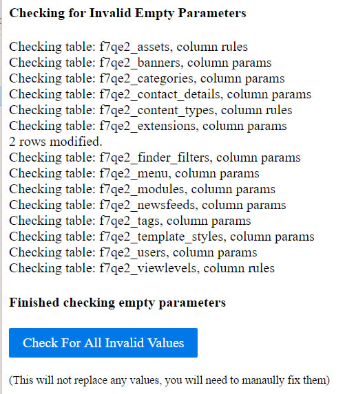 joomla invalid empty params fixed