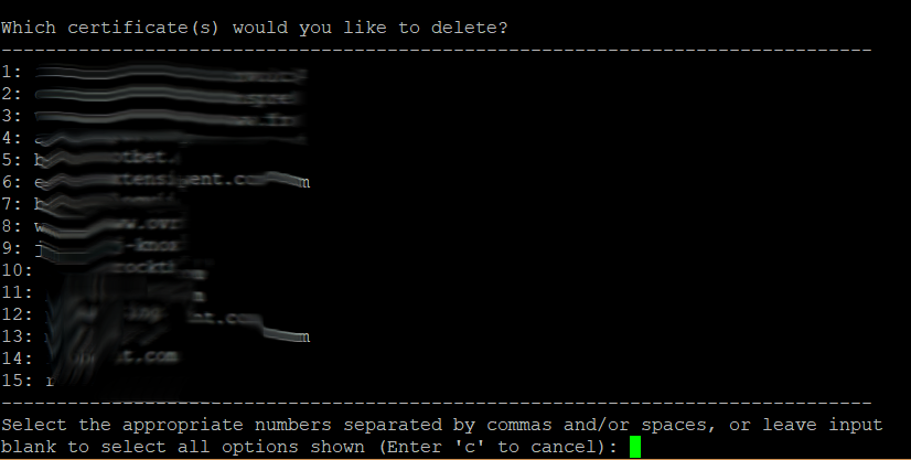 deleting letsencrypt certificates with certbot auto delete