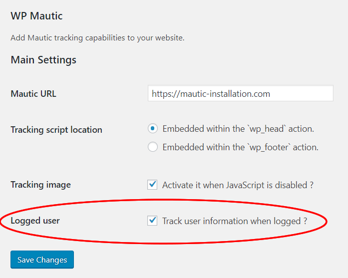 Mautic track known WordPress users